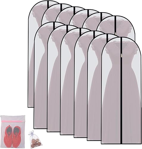 Vista 103 de Bolsas de ropa para colgar ropa, bolsa de traje transpirable (juego de 12) fundas con cremallera, bolsas de ropa de PEVA, bolsas impermeables