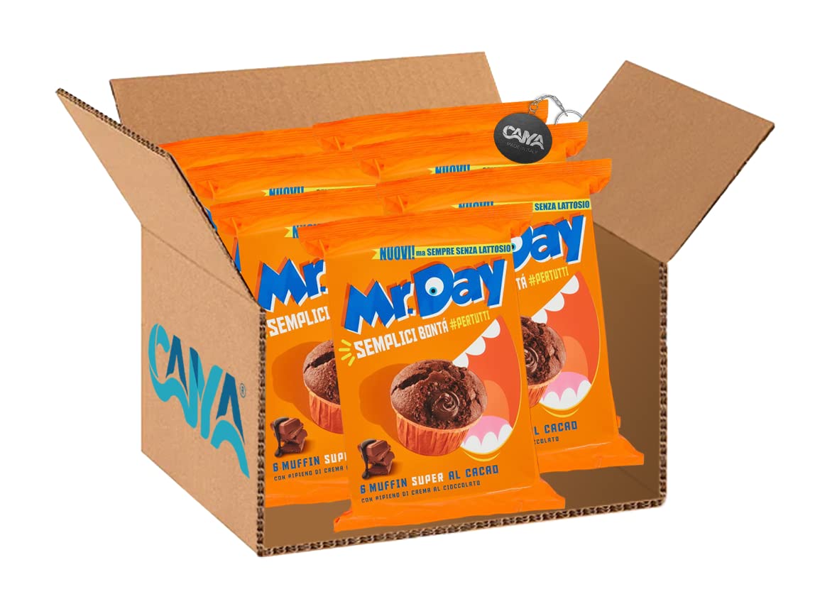 7X Mr. Day Muffin al Cacao Ripieno di Crema al Cioccolato Senza Lattosio (Lactose Free) 300g [CAIYA® BOX da 7 Confezioni]