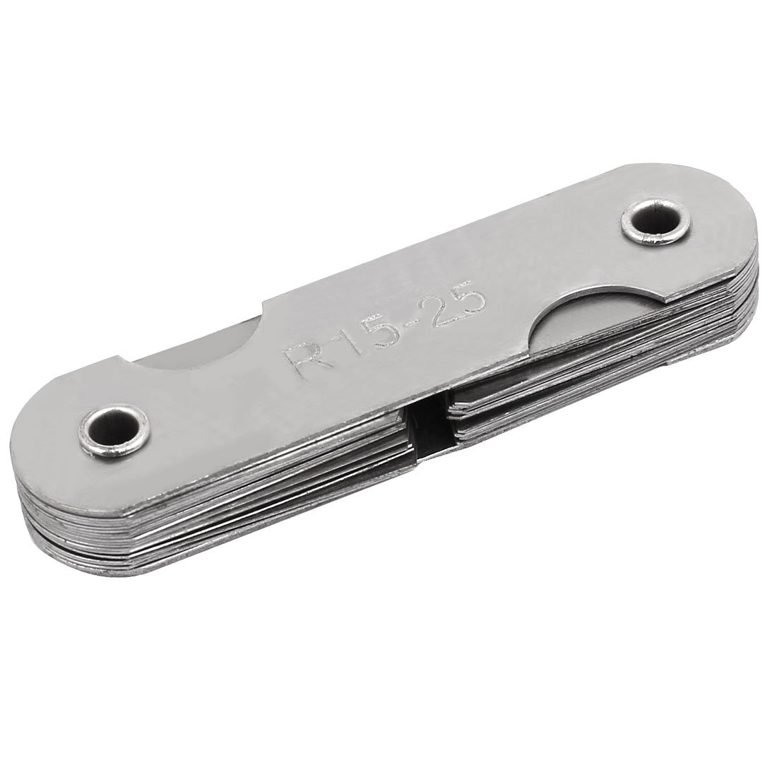 Aexit R15-25mm Concave Measuring Tools Convex 32 Leaves Radius Gauge Gage Silver Tone Model:28as609qo137