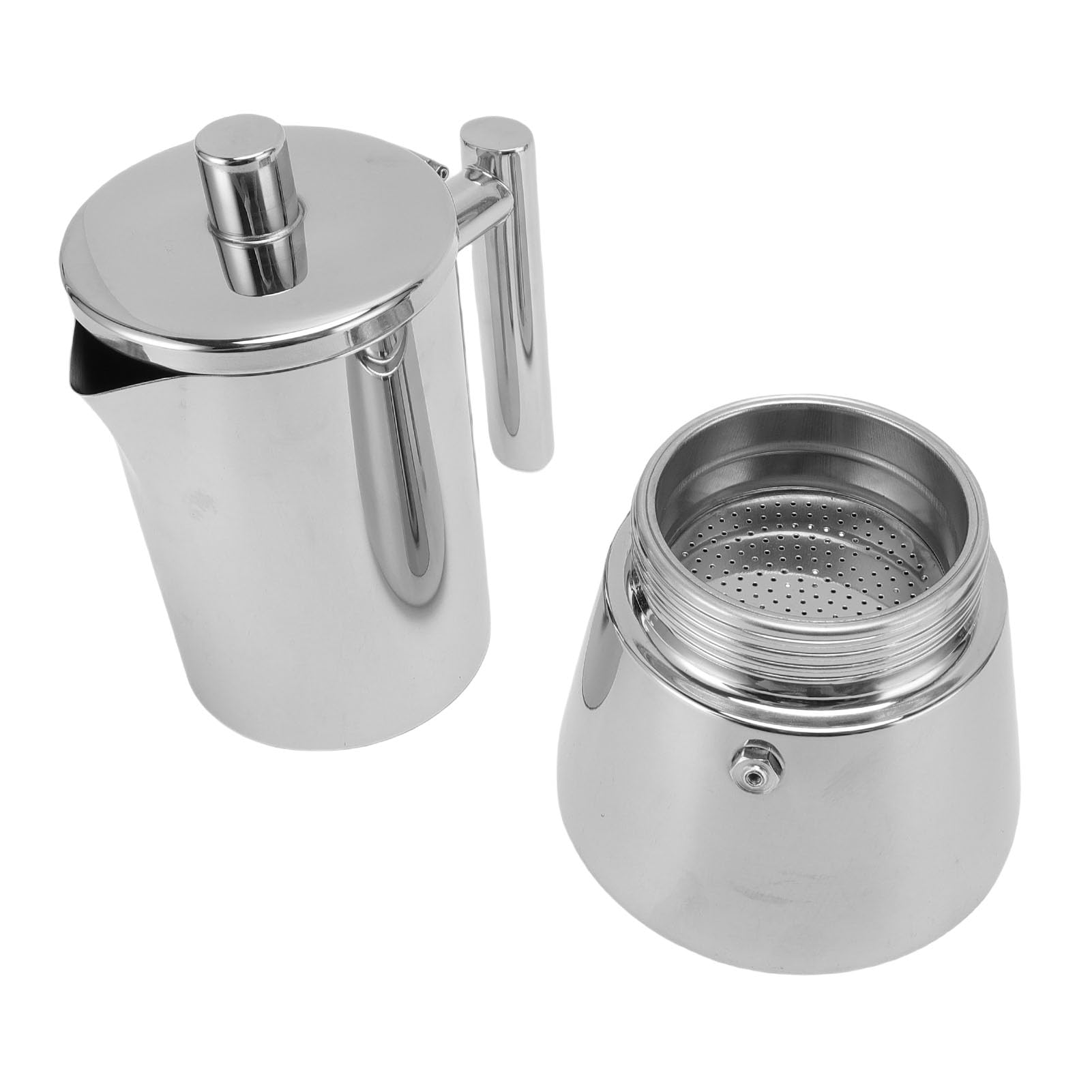 Naroote de Inducción de 6 Tazas, Máquina de Estufa de Acero Inoxidable, Olla Italiana para Reuniones de Fiesta en Casa, Apta para Todas las Placas, 7,9 Oz