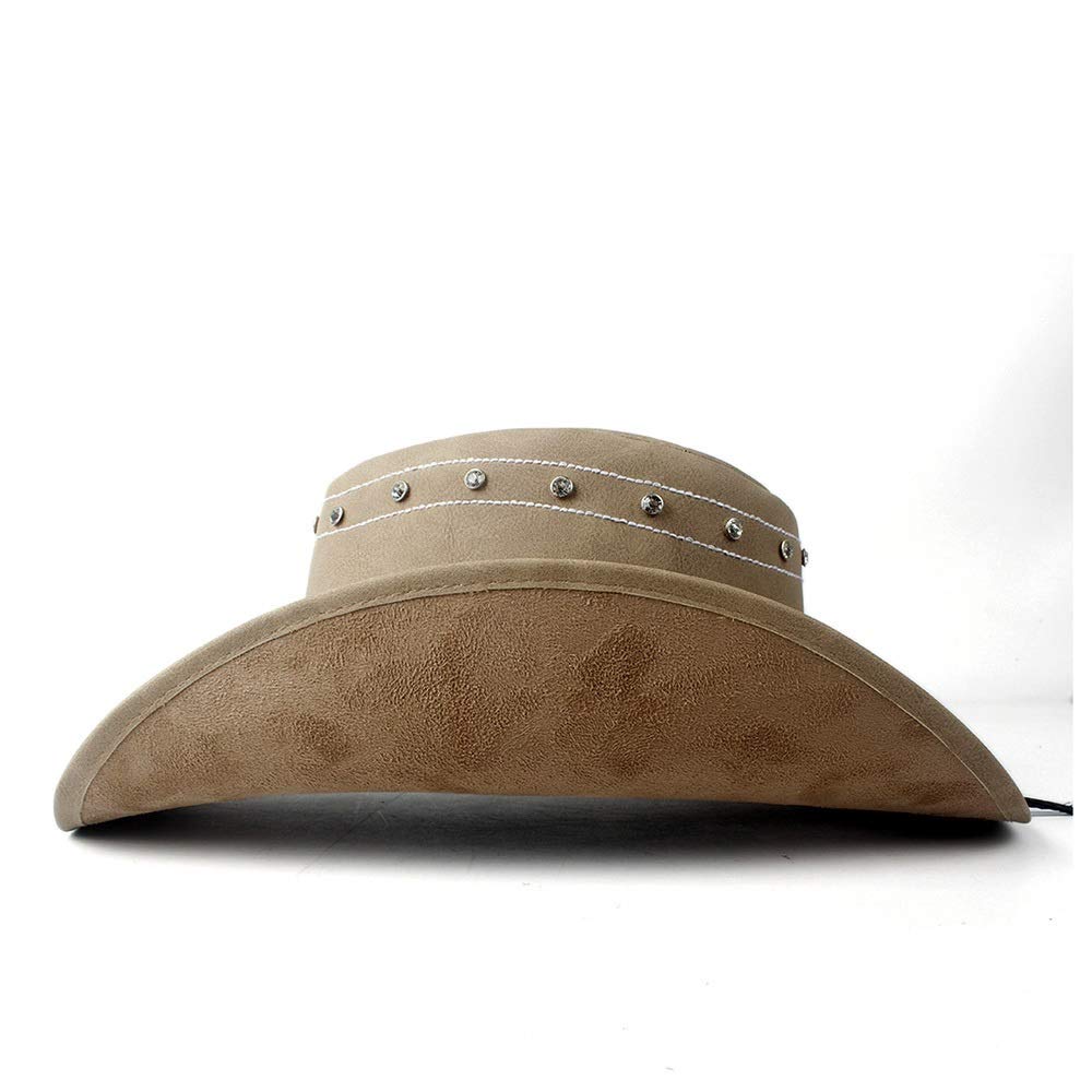 Pamposh Lederen cowboyhoed voor mannen, handgemaakt, vormbaar, brede rand, duurzame cowgirl-outback-hoed, Zwart, S Pamposh Lederen cowboyhoed voor mannen, handgemaakt, vormbaar, brede rand, duurzame cowgirl-outback-hoed, Zwart, S