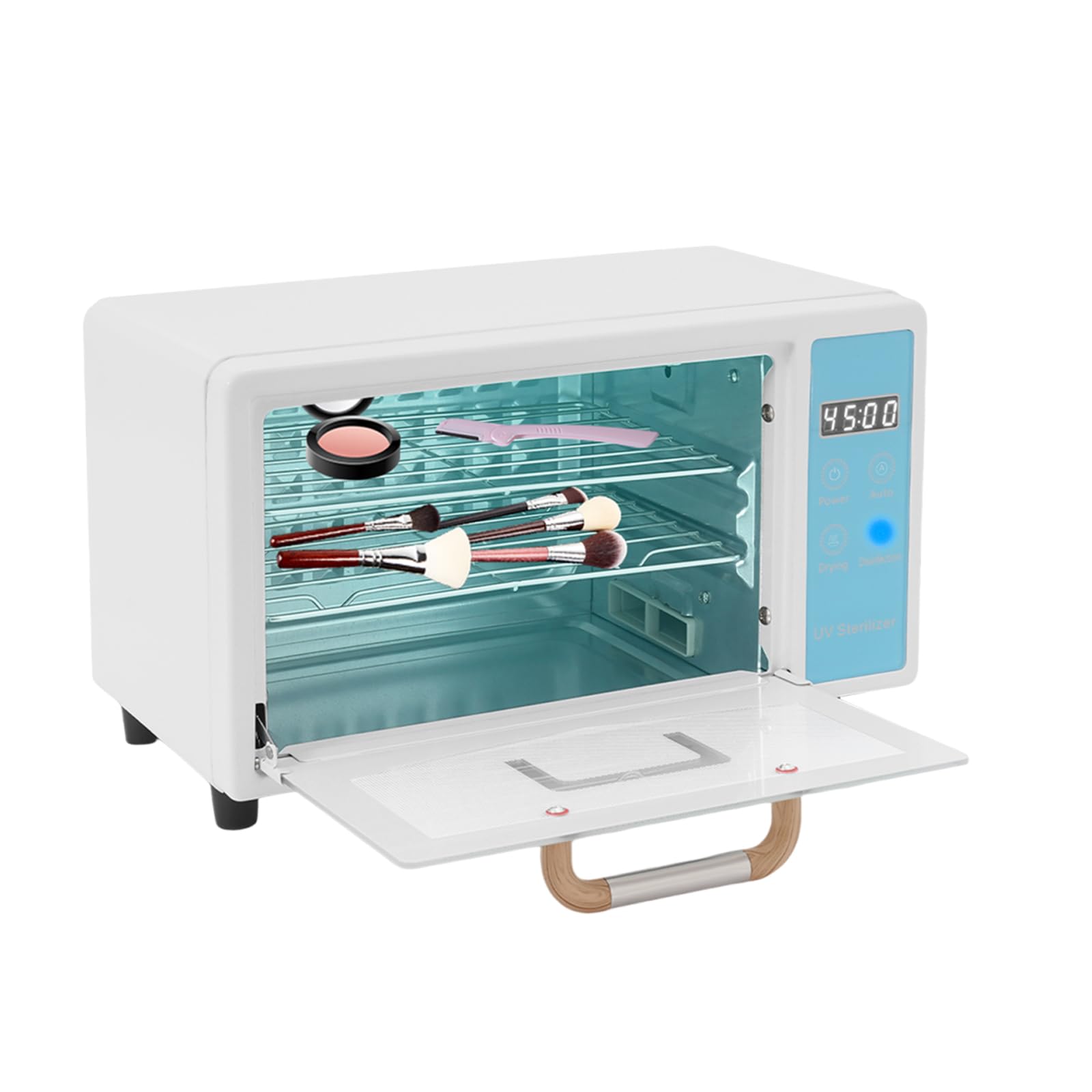 Armadio disinfettante UV, sterilizzatore per utensili per unghie, 75 °C, sterilizzatore con timer, sterilizzatore per manicure per uso domestico, parrucchieri e spa (bianco + blu)