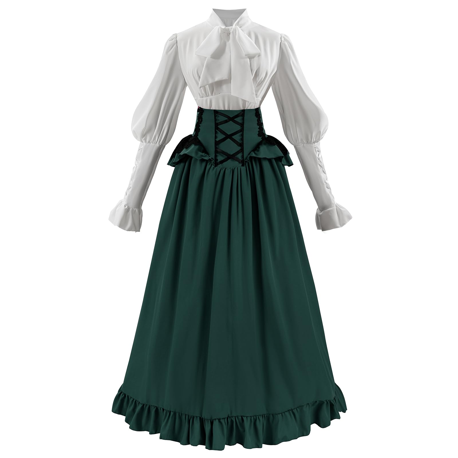 CR ROLECOS Green Victorian 2-Piece Dress 1800s Edwardian Ball Gown XL