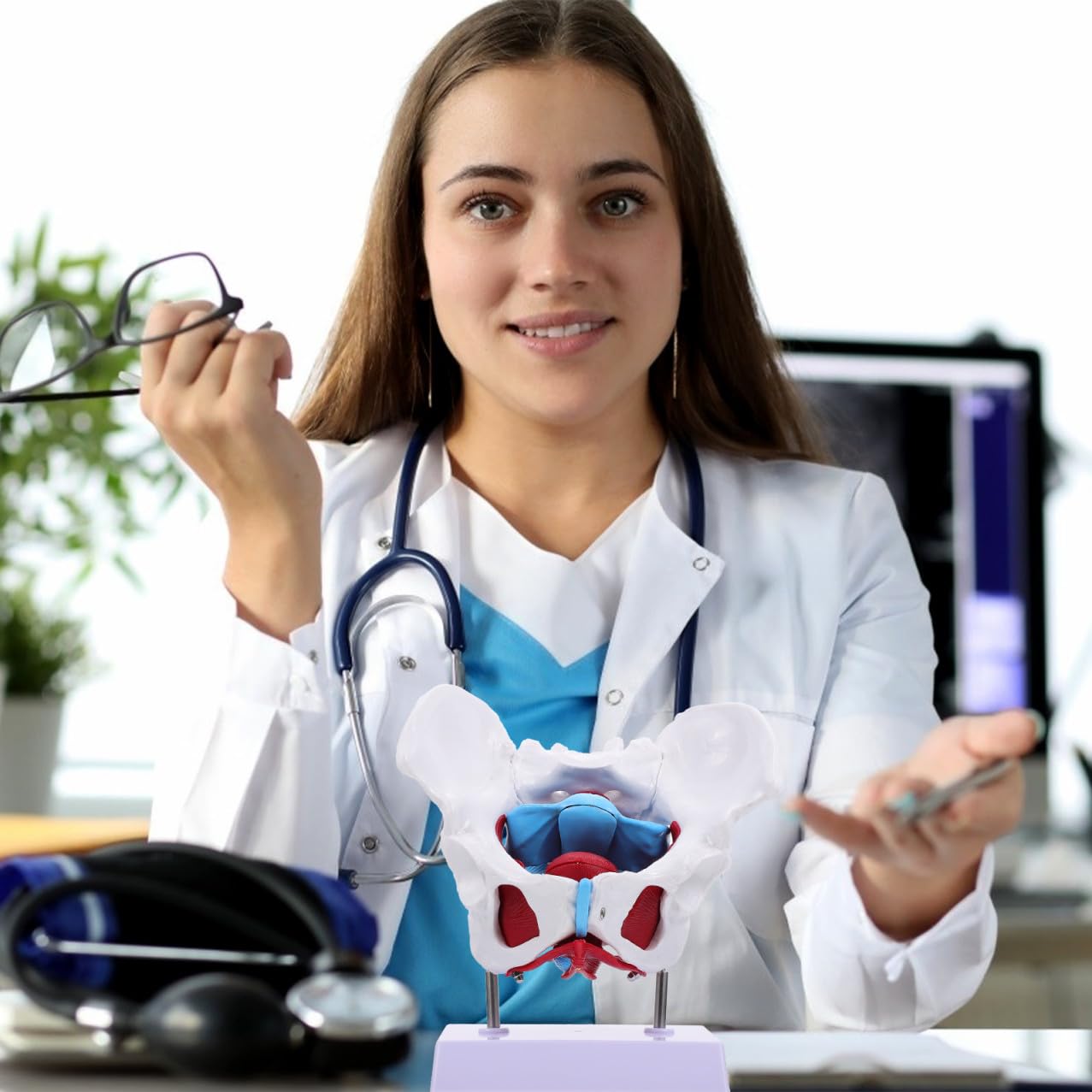 HEALLILY Modello Anatomico Pelvico Femminile in PVC Facile da Usare Design Portatile per Insegnamento e Scuole di Studio Sanitario