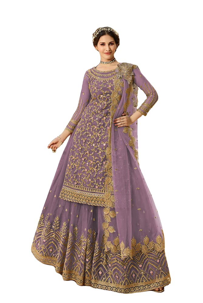 Indian Pakistani Style Party Wear Embroidered Salwar Kameez Sharara Suit Ready To Wear