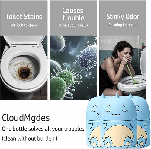 Miniatura 5 de 3 piezas de lindos frascos de limpiador de taza de inodoro en forma de dinosaurio, limpiador automático de cisterna de baño con aroma a océano,