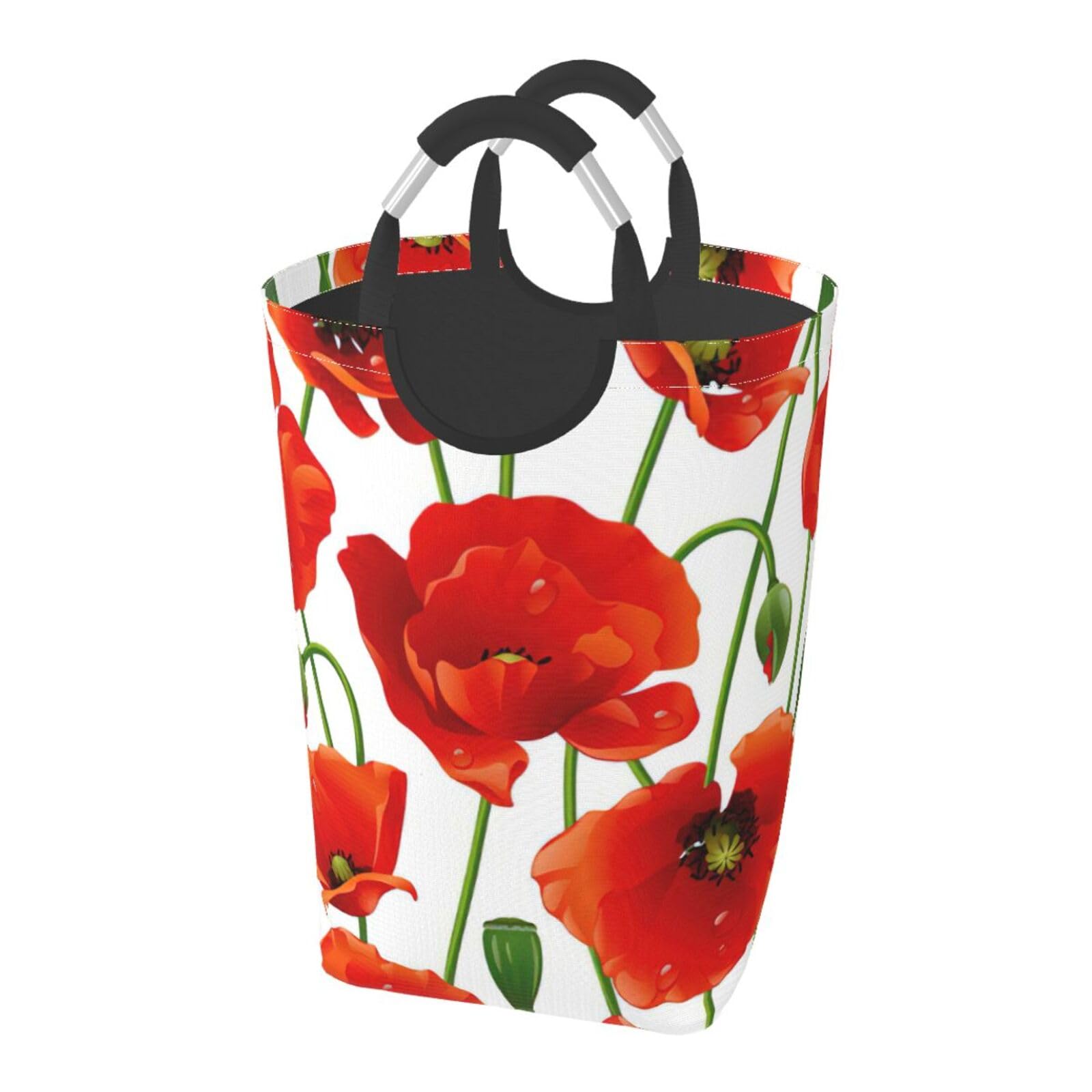 Flower Print Laundry Hamper Collapsible Baskets With Handle Dirty Clothes Hamper Bag For Dorm Family Bathroom Decor Storage ﻿