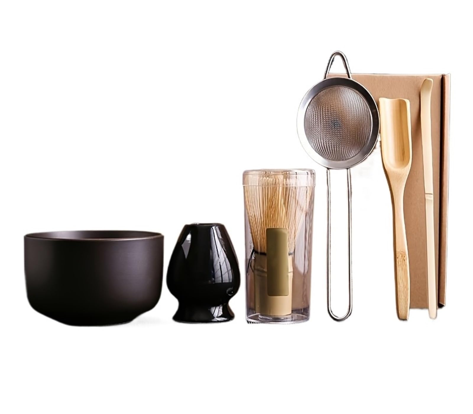Ensemble Matcha en bambou kit anti grumeaux avec bol et passoire H-02