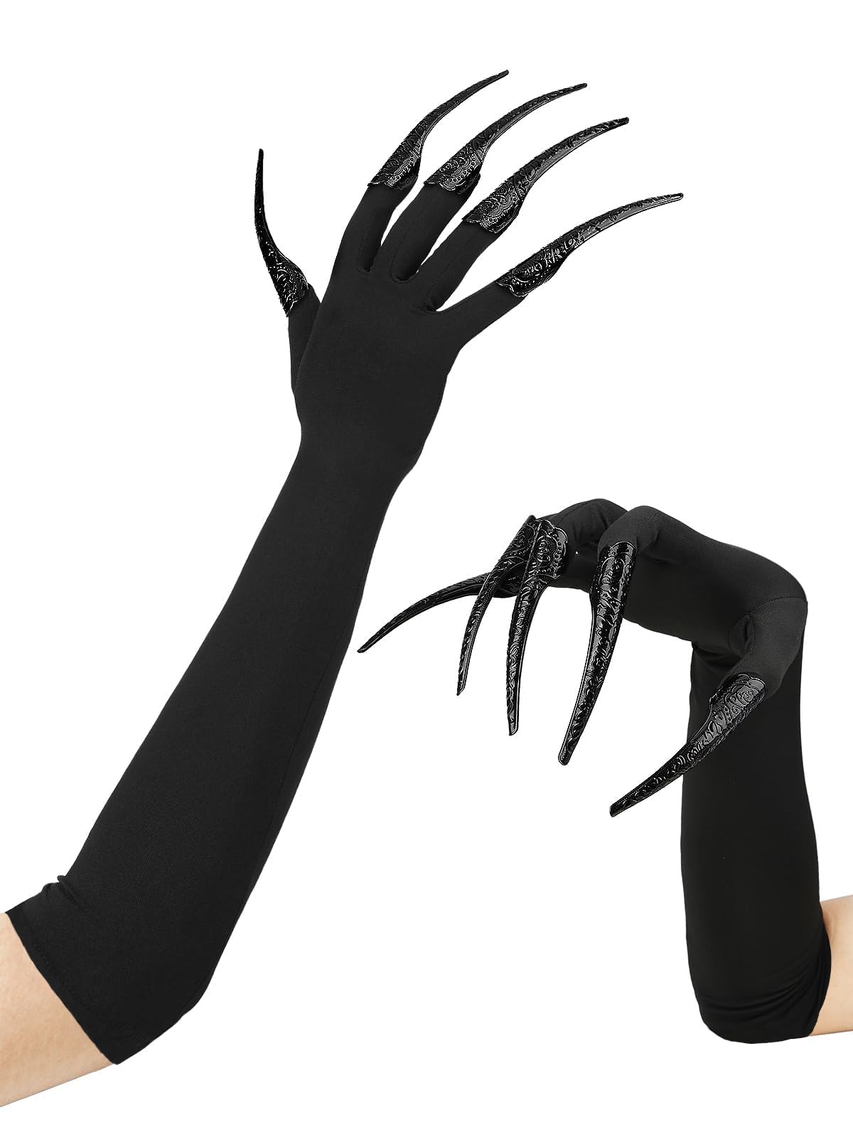 DTOFOOT Long Finger Claw Gloves, Scary Halloween Witch Costumes for Women