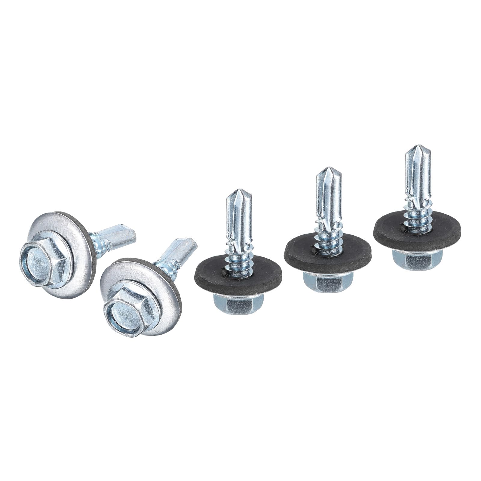 DTGN #14x3/4" Hex Washer Head Self Drilling Screws with EPDM Washer - 25Pack - Good for Metal - Carbon Steel Self Tapping Metal Sheet Screws with Rubber Washer