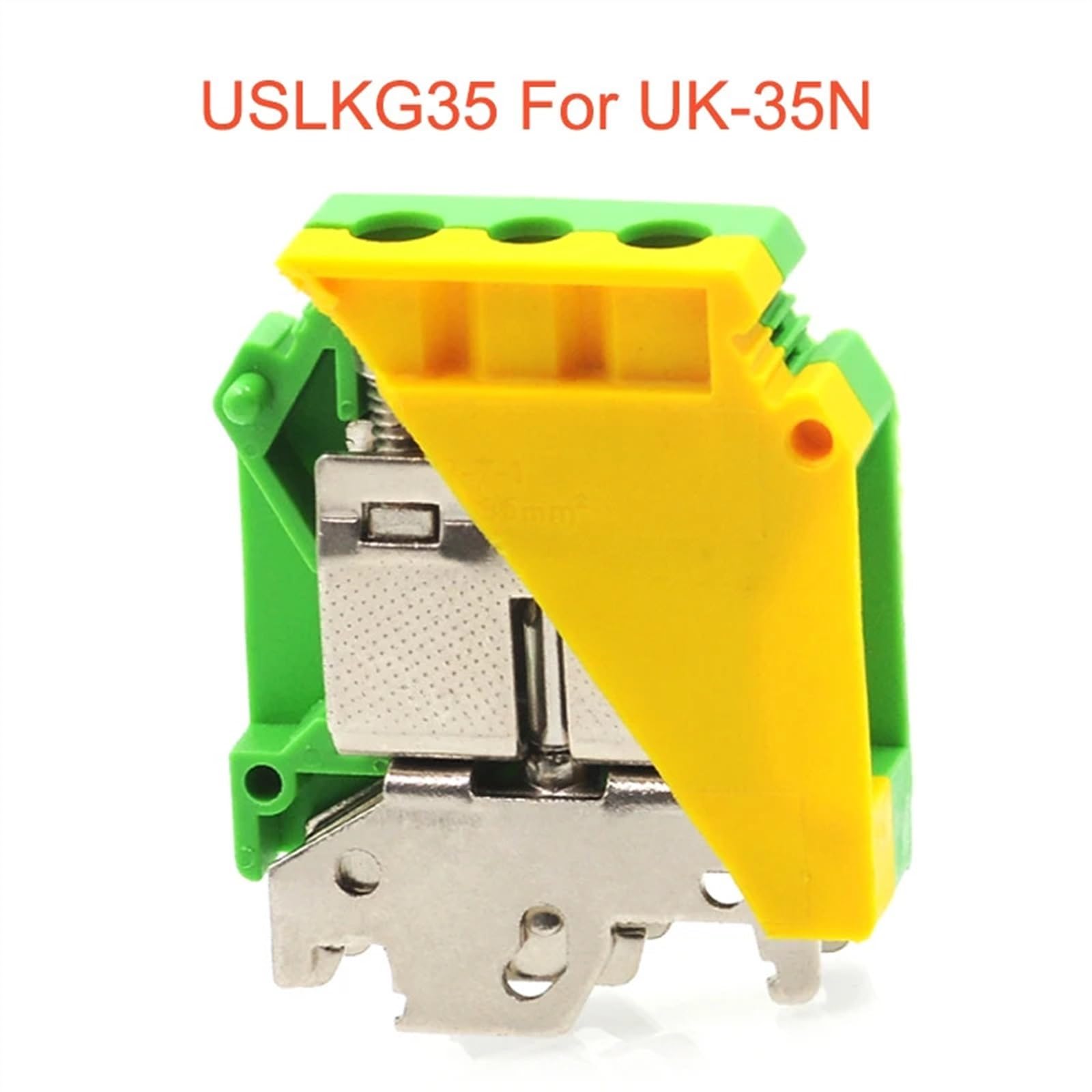 1 Pz USLKG35 Morsettiera di terra Vite su guida DIN UK-35B UK-35N Giallo Verde Connettore di terra 35mm2 (Color : USLKG35 for UK-35N)