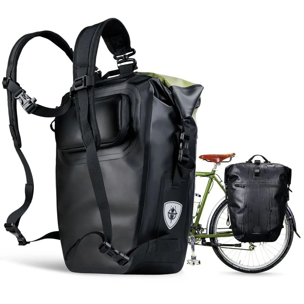 Borsa da bicicletta impermeabile multifunzionale da 1 pezzo da 27 litri | Trasporta attrezzatura for il pendolarismo, il turismo e il ciclismo all'aperto.(27L-30L Yellow)