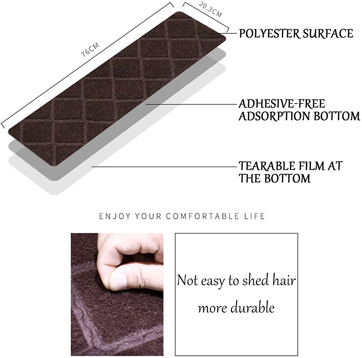 MyrRhe Tapis de sécurité Autocollants antidérapants pour escaliers – Tapis antidérapant Durable et Facile à Installer, Beige, Lot de 15