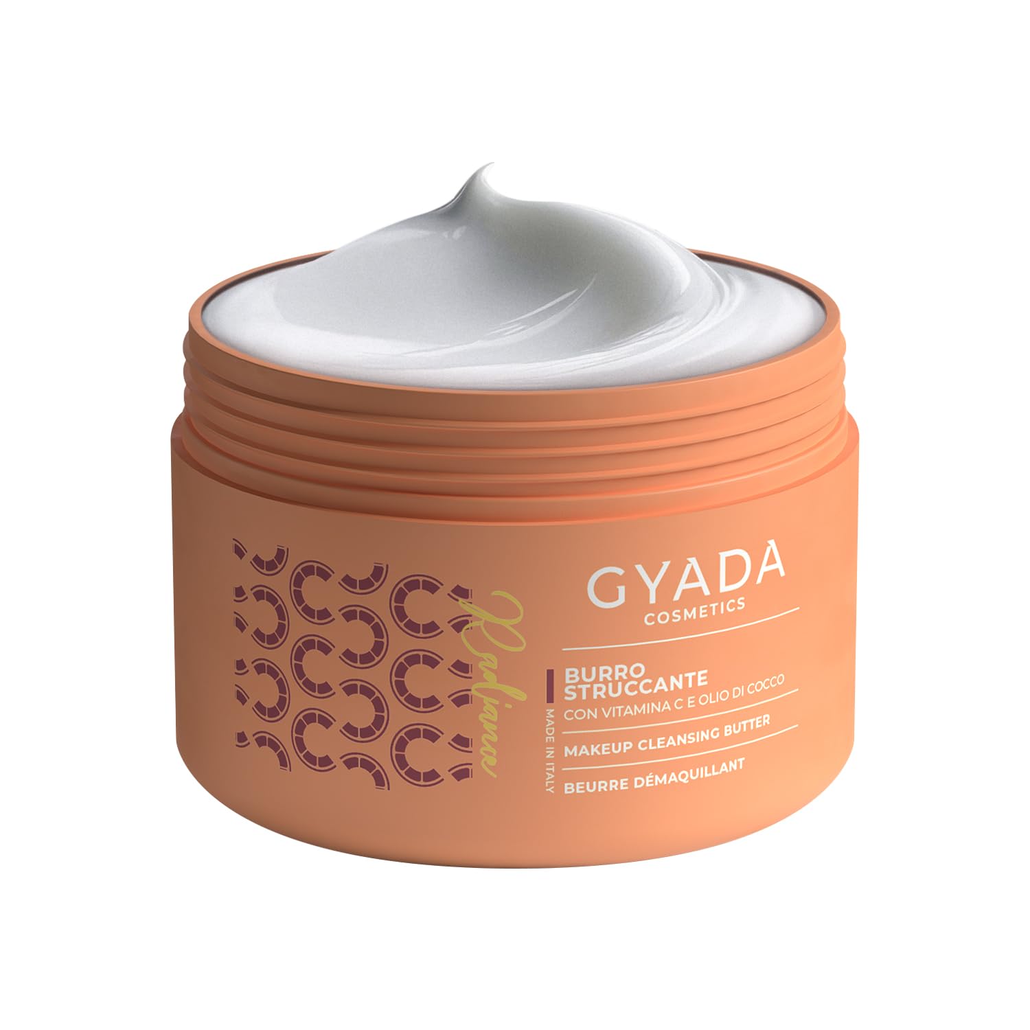 Gyada Cosmetics, Radiance Burro Struccante, Nuova Formula, Rimuove Anche il Make-up Waterproof, Non Unge, Texture Fondente, Con Vitamina C e Olio di Cocco, 200 ml