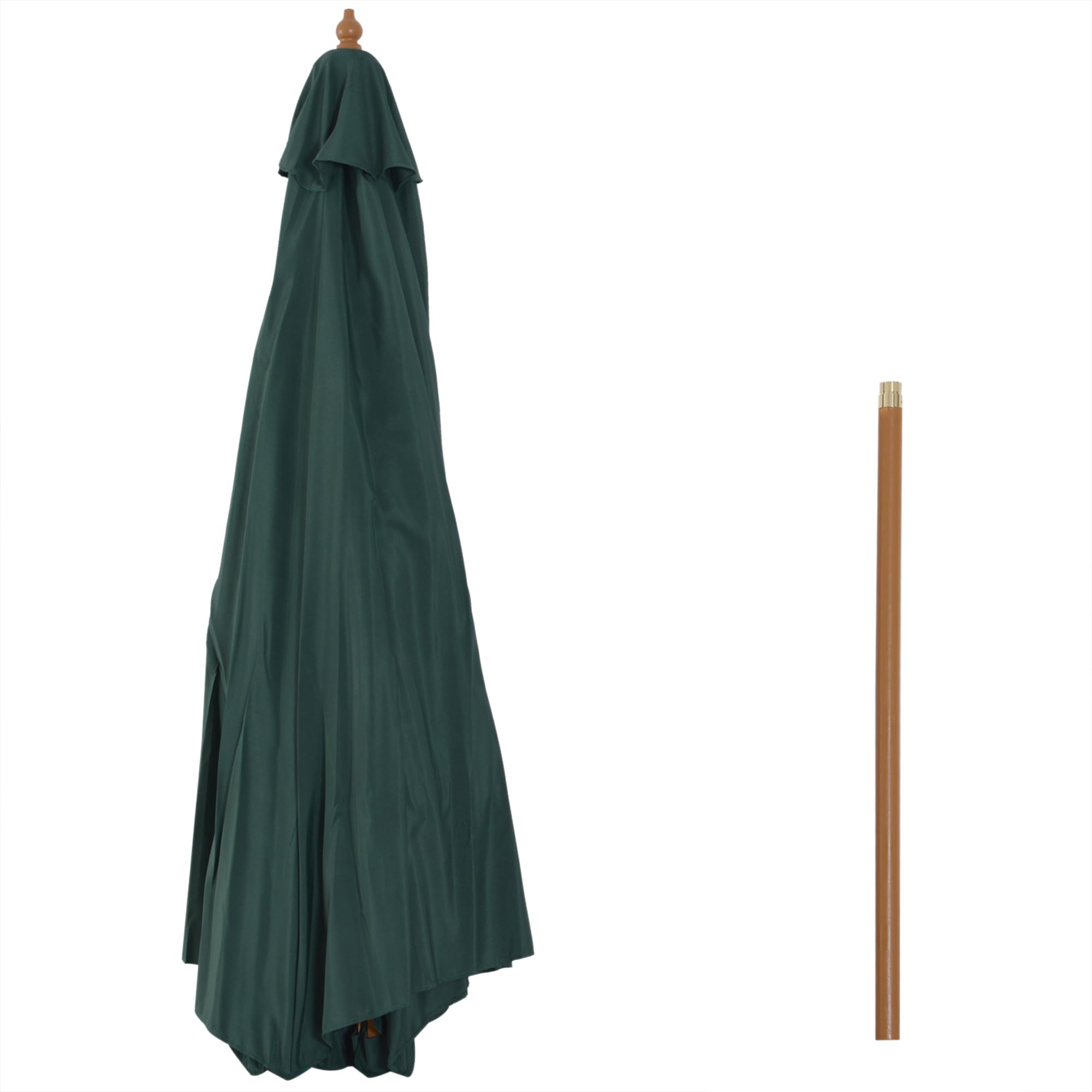 Outsunny Sombrilla Ø300x250 cm Parasol Poste de Madera 8 Varillas Verde | Sistema de Poleas, con Fijación, Jardín Patio Terraza Exterior