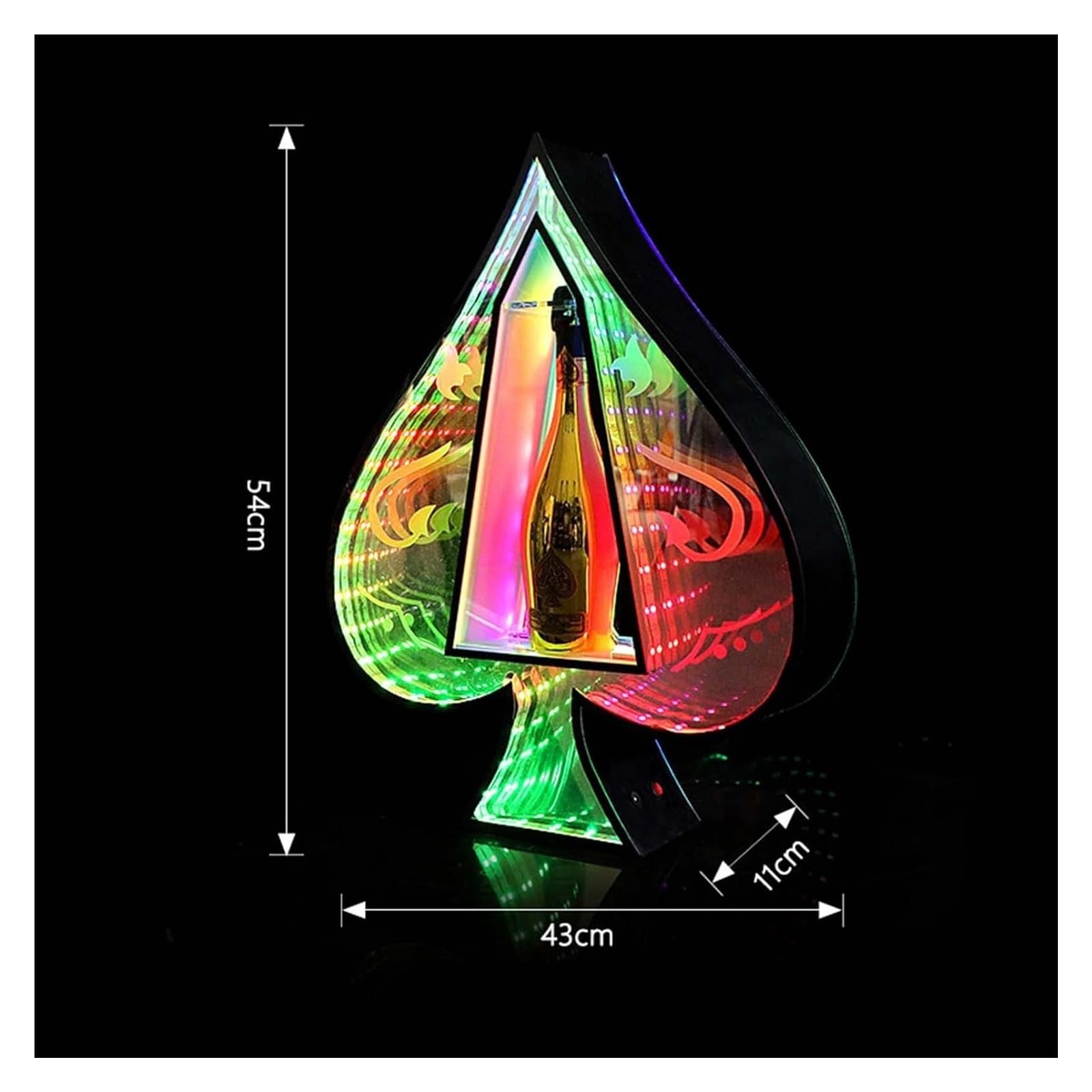 Espositore for bottiglie di liquore Ace of Spades a LED - Presentatore di bottiglie illuminato regolabile for locali notturni, matrimoni e feste