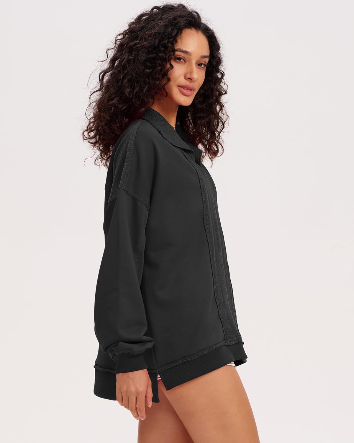 Locachy Women's Casual Oversized Sweatshirt V Neck Long Sleeve Pullover Tops Fashion Outfits Clothes - Image 4