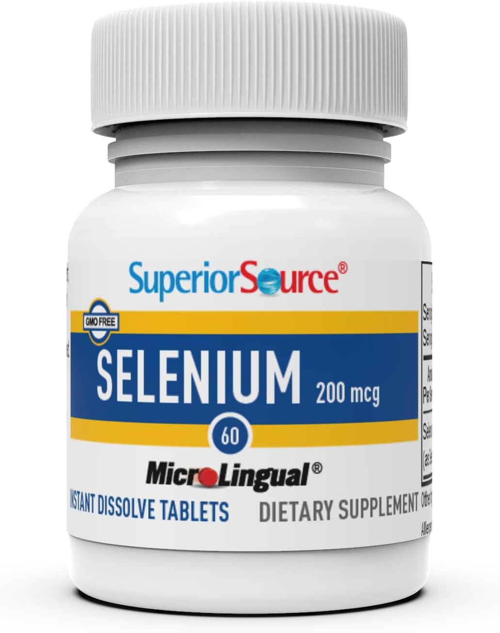 Superior Source Selenium 200 mcg - Immune Health Support Supplement - Selenomethionine Tablets Aid Thyroid Gland Function - Supplement Supports Recycling of Vitamin E - 60 Instant Dissolve Tablets : Health & Household