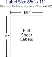 Vista 5 de Avery Full-Sheet Printable Shipping Labels, 8.5" x 11" Customizable Stickers, White, 100 Blank Mailing Labels, Great for Mailing, Shipping