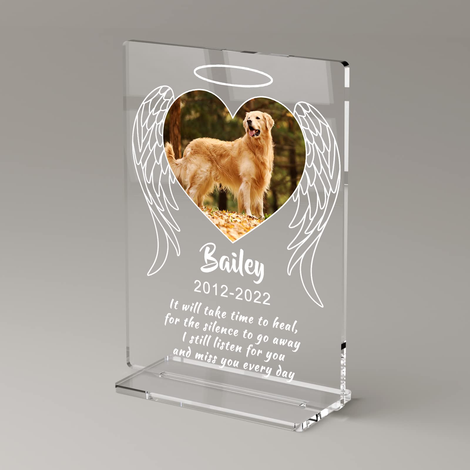 iDIY Personalized Pet Memorial Gifts - Custom Rainbow Bridge Pet Loss Gifts, Dog Memorial Plaque with Picture, Cat Memorial Photo Frame Sympathy Gifts, Pet Remembrance Gift in Memory of Dog Cat