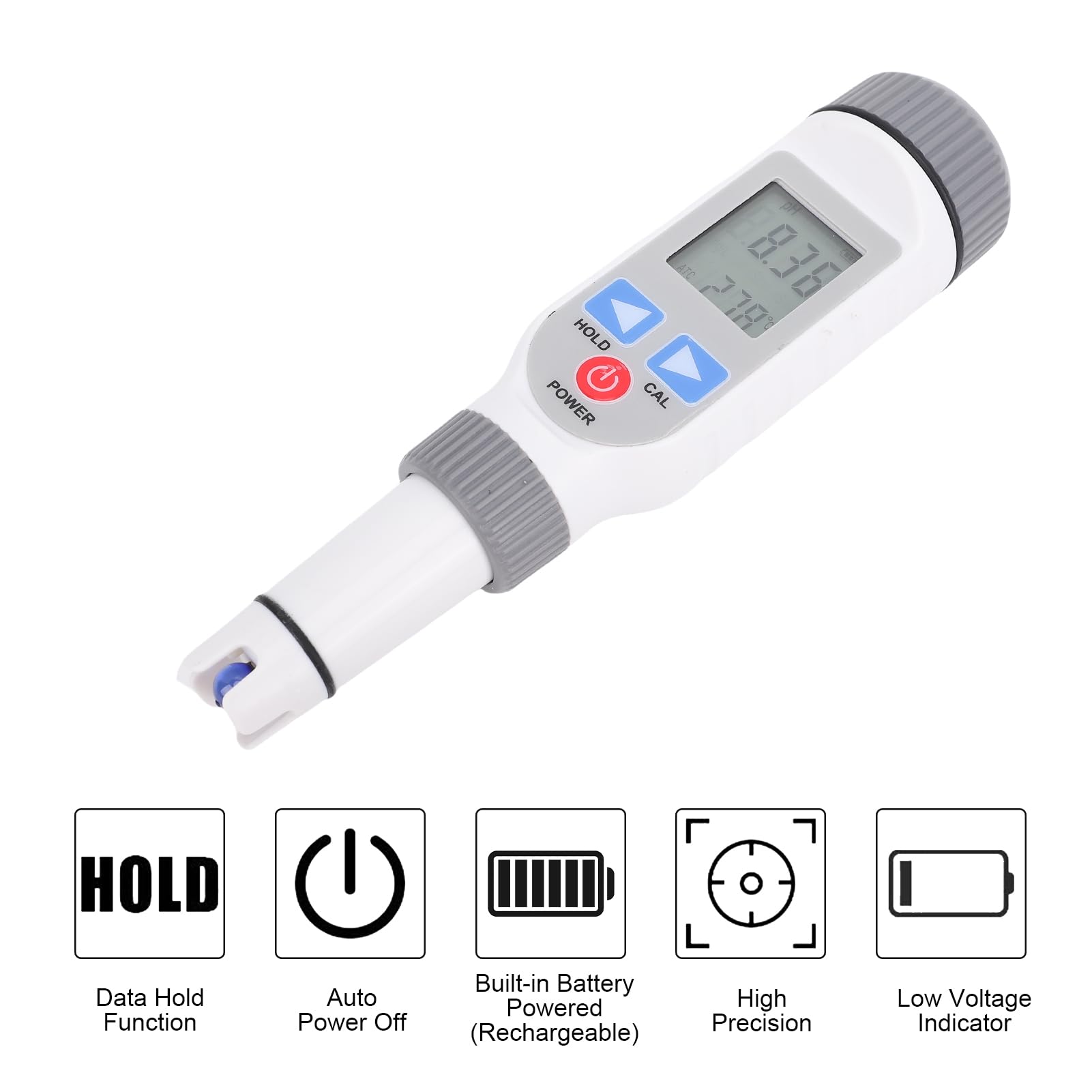 Tester pH a penna con intervallo di misurazione da 0,00 a 14,00 e compensazione automatica della temperatura, pHmetro portatile con precisione 0,05 e ripetibilità 0,03 per la