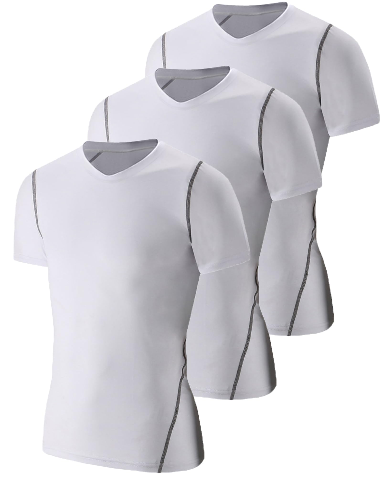 3 Pack Youth Boys Girls Athletic Shirts Short Sleeve Baseball Shirts Quick Dry Football Compression Sports Tee Shirt