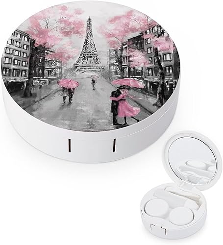 Miniatura 13 de Estuche para lentes de contacto de mármol rosa dorado y rosa, contenedor de color para lentes de contacto con espejo, kit de viaje portátil con