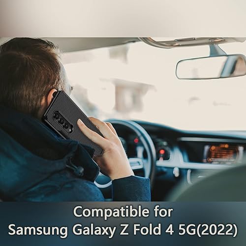 Miniatura 5 de Miimall Compatible con Galaxy Z Fold 4 Funda, PC+PU patrón de piel sintética chapado de lujo funda protectora ultrafina para Samsung Galaxy Z Fold 4