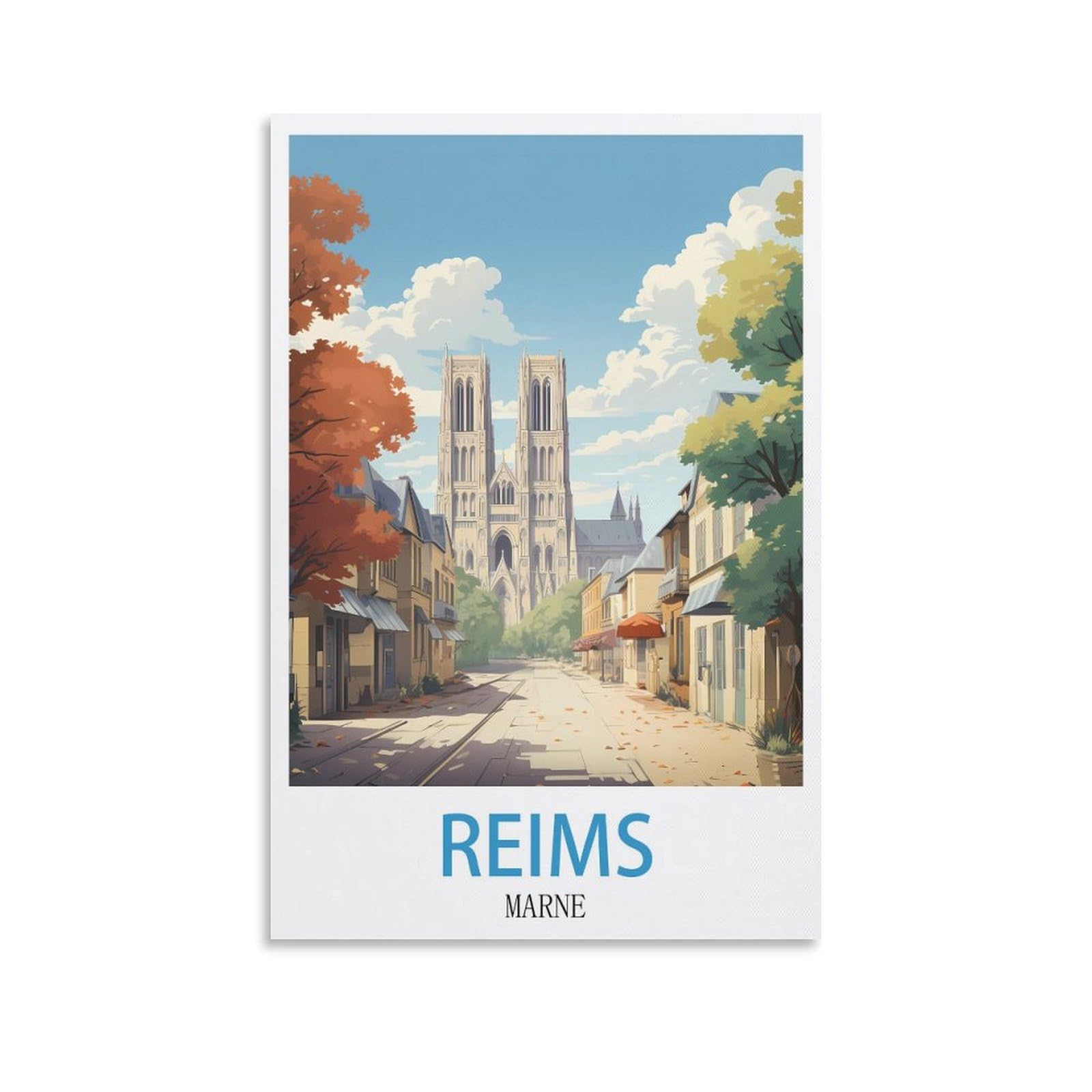 CEYHNO Reims Marne Vintage Travel Posters 08x12inch(20x30cm) Canvas Art Poster And Wall Art Picture Print Modern Family Bedroom Decor