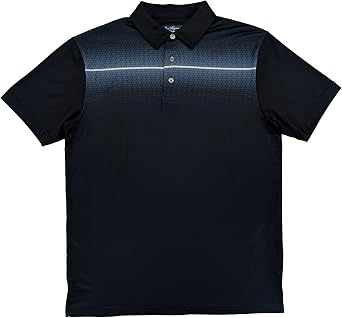 Ben Hogan Mens Black Stripe Short Sleeve Performance Golf Polo Shirt