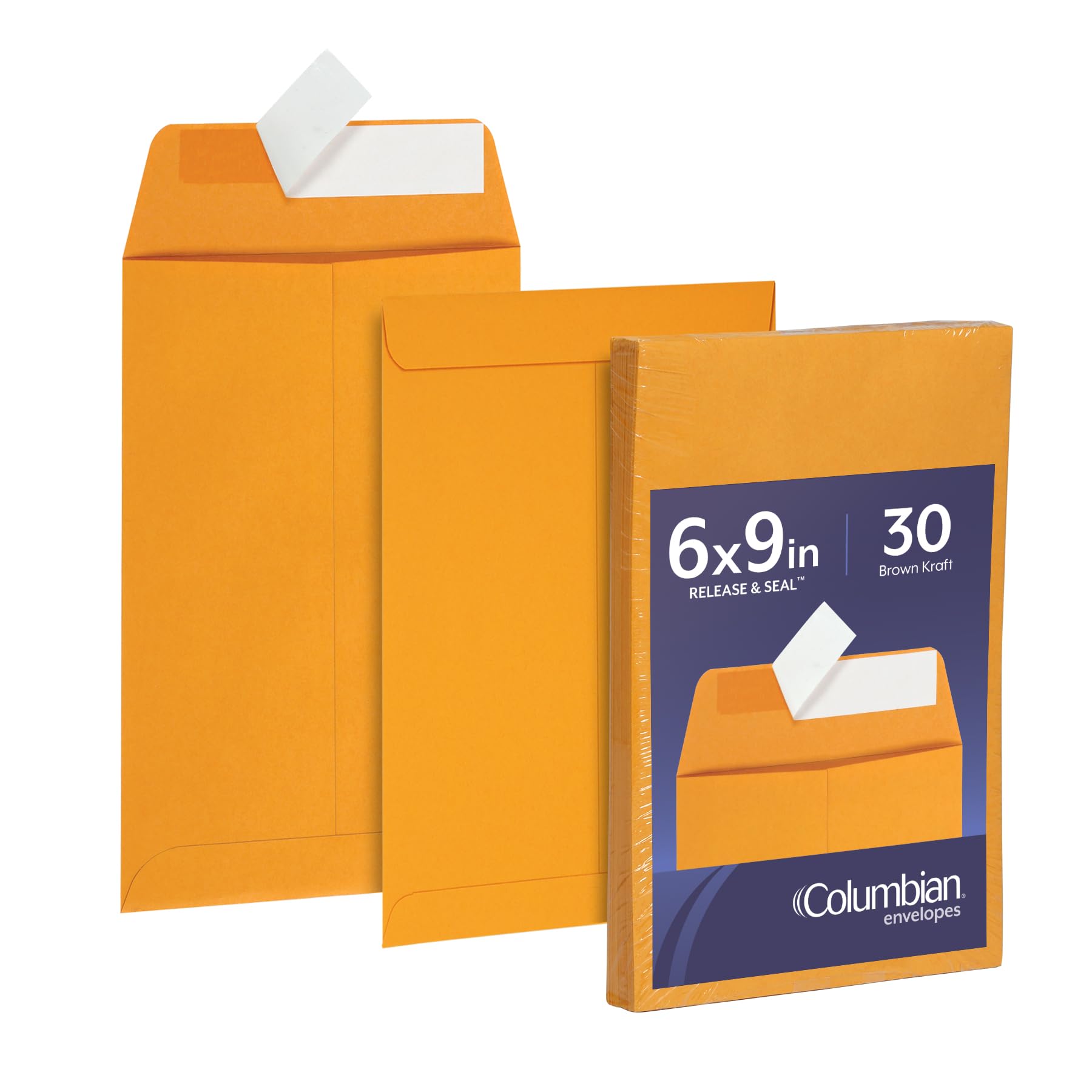 Columbian 6 x 9 Catalog Envelopes with Self Seal Closure, 28 lb Brown Kraft, for Mailing Small Paper, Photos & Greeting Cards, 30 Per Pack (COLO403)