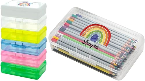 Miniatura 10 de Caja de lápices transparente de gran capacidad, estuche personalizado de doble capa con nombre, caja de lápices de plástico transparente apilable,