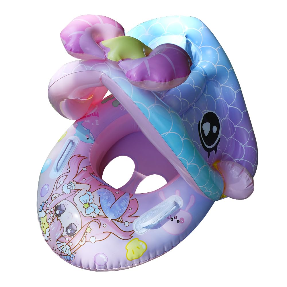 LYEAA Anillo de natación para bebé con sombrilla, Flotador Inflable para Piscina para niños pequeños, Juguetes acuáticos de Playa y Anillo de Asiento para niños