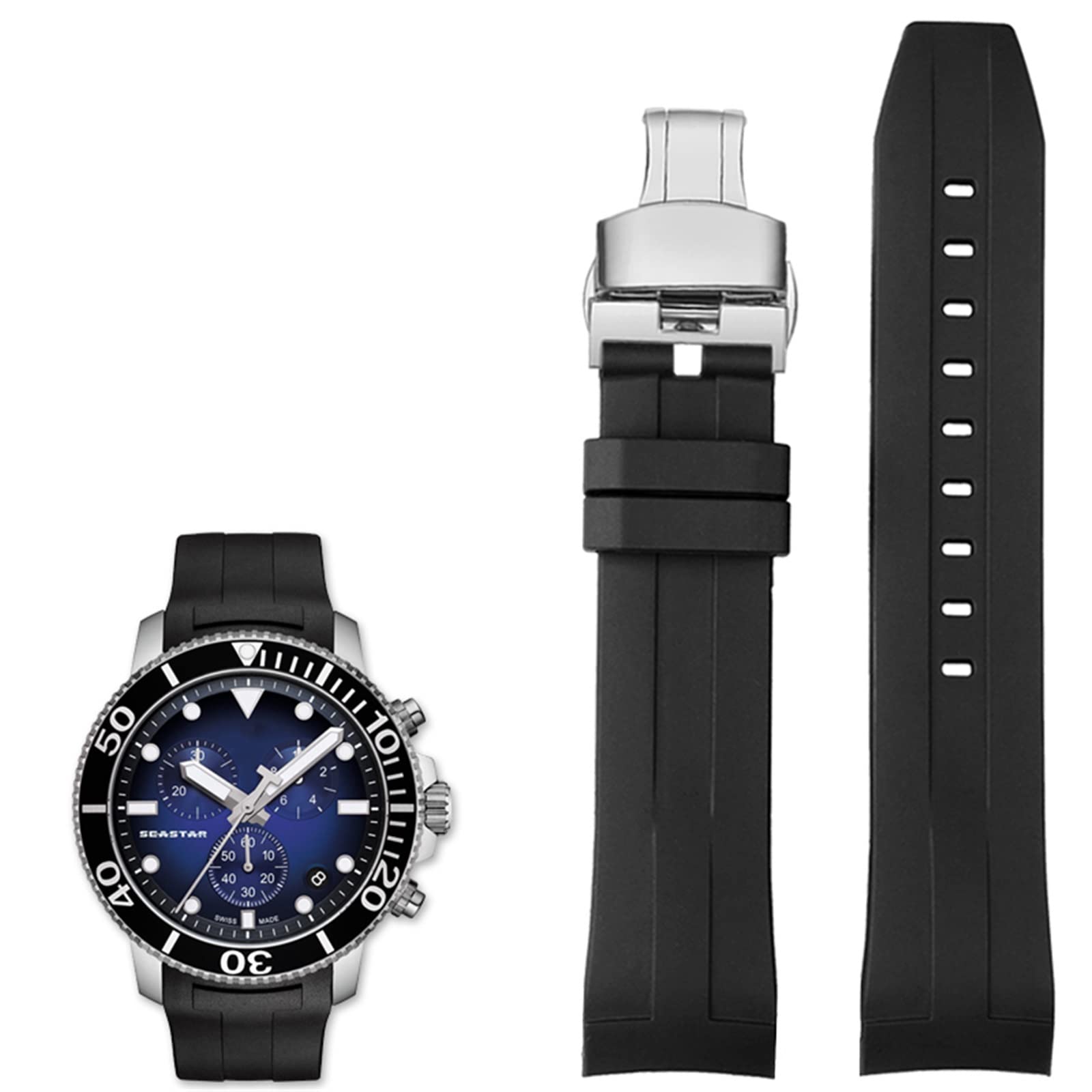 Silikonowe paski do zegarków 22 mm do Tissot T120417 T120407 Tarcza kwarcowa Gumowy sportowy męski pasek do zegarka Wodoodporny (kolor: 21 mm, rozmiar: 22 mm), 22mm, Agat