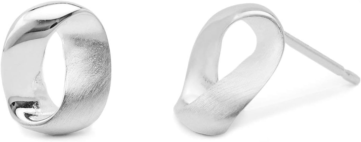 Boma Jewelry Sterling Silver Mobius Strip Twisting Modern Stud Earrings