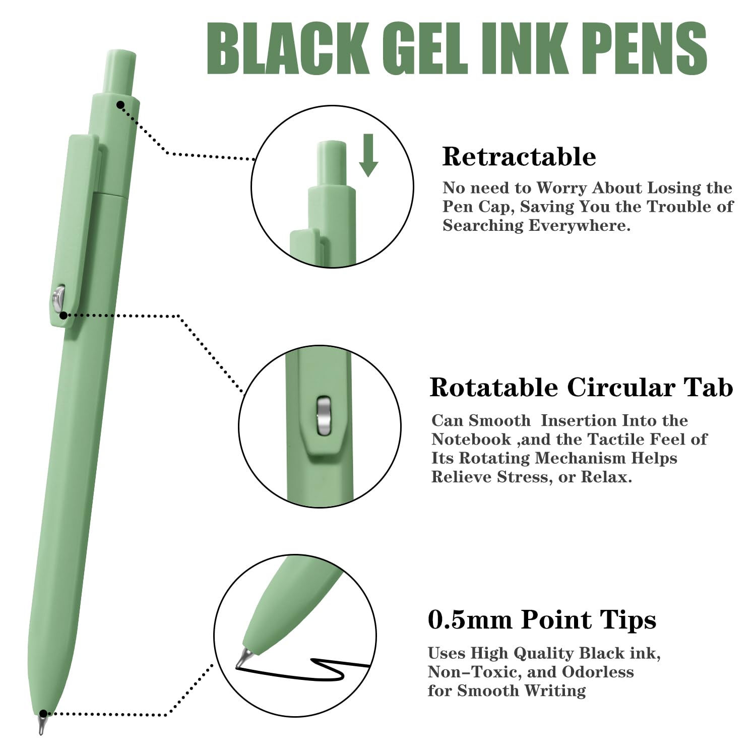 Vitoler Gel Pens 8 pcs Cute Pens Black Ink 0 5 mm Fine Point Smooth Writing Pen Quick — view 2