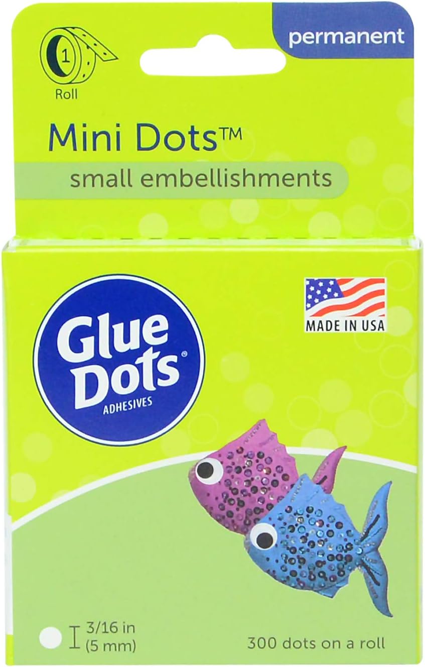Glue Dots Adhesive DoubleSided Mini Dots, 3/16'', Clear