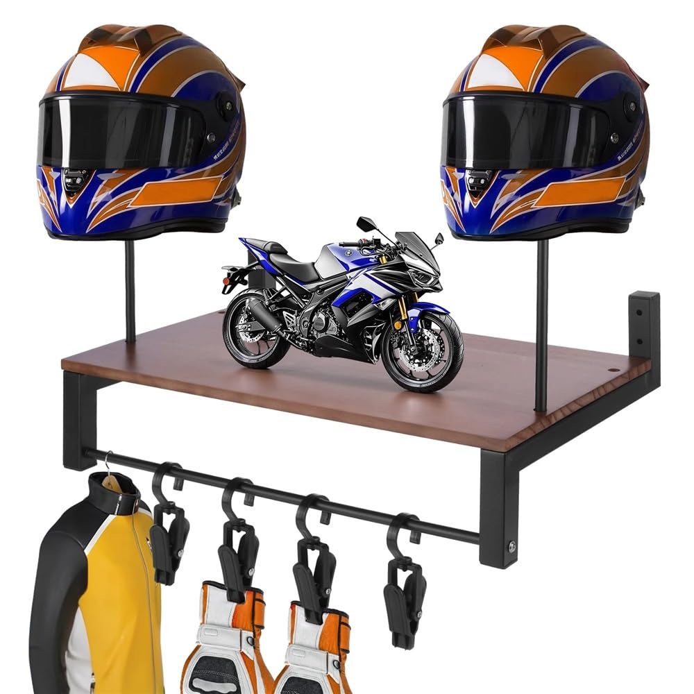 Drewniany uchwyt na kask motocyklowy, uchwyt ścienny, stojak na sprzęt, odporny na zużycie, metalowy stojak na kask, odpowiedni do przechowywania akcesoriów motocyklowych
