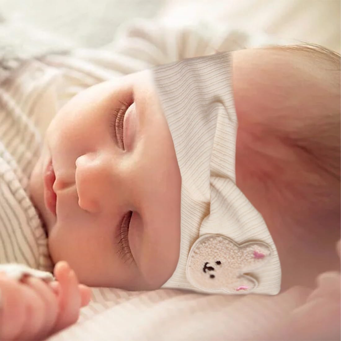 Blumenstirnband Baby beige Eichhörnchen Kaninchen Kreuz Stirnband Haarband Band gestrickt gedrehtes Stirnband weiches elastisches Stirnband Baby Mädchen