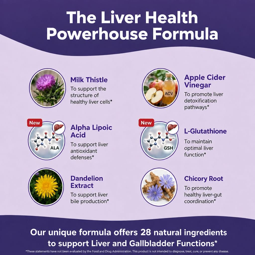 Liver Cleanse Detox & Repair Fatty Liver Supplements 28-in-1 - 60 count — Amazon image 2