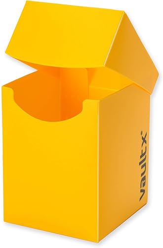 Miniatura 6 de Vault X  Caja de cubierta y 150 fundas negras para tarjetas, tamaño grande para 120-130 tarjetas con funda, tarjetero sin PVC para TCG (amarillo)