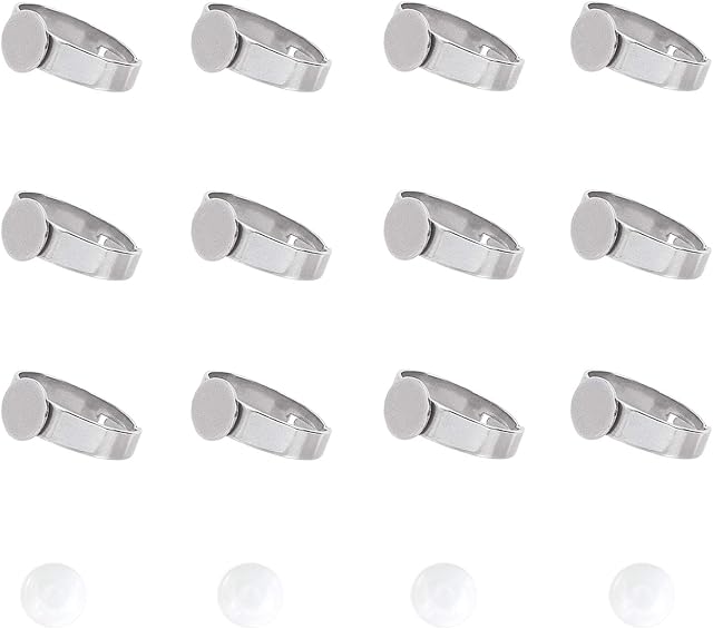 UNICRAFTALE 60pcs Adjustable Finger Rings Making DIY, 30pcs Stainless Steel Finger Rings Components with 30pcs Glass Cabochons8mm, Flat Round Ring Blanks Kits for Unisex Ring Making