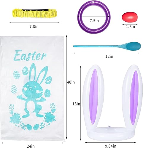 Miniatura 2 de Juegos de fiesta de Pascua para 4 jugadores al aire libre para niños y familia, bolsas de salto de carreras de sacos de patatas, bandas de carreras