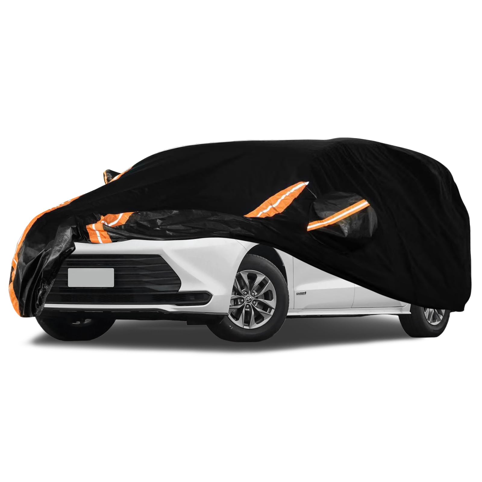 8-Layer All Weather Waterproof Car Cover Custom Fit for Toyota Sienna 1997-2025, Lab-Verified Snow/Rain/UV Protection - Zipper Door &amp; Storage Bag