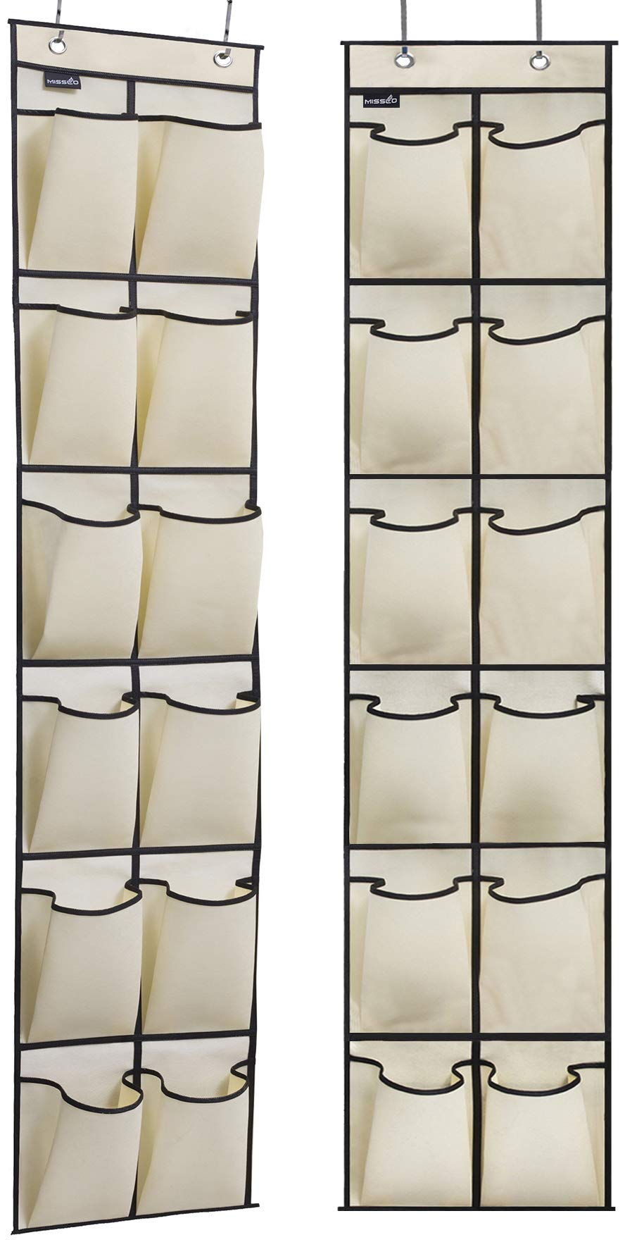 hanging shoe holder on Misslo Over The Door Hanging Shoe Organizer Rack Narrow Closet Storage Bag Holder With 12 Large Fabric Pockets 2 Pack Buy Online In Botswana At Botswana Desertcart Com Productid 148331580