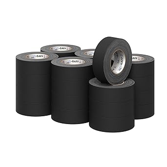 2" Pro Gaff Gaffers Tape 55 yards length black matte. Premium Heavy-Duty Gaffers Tape trusted by professional Gaffers. Made in the USA. Holds Tight, Easy to remove. Pack of 24