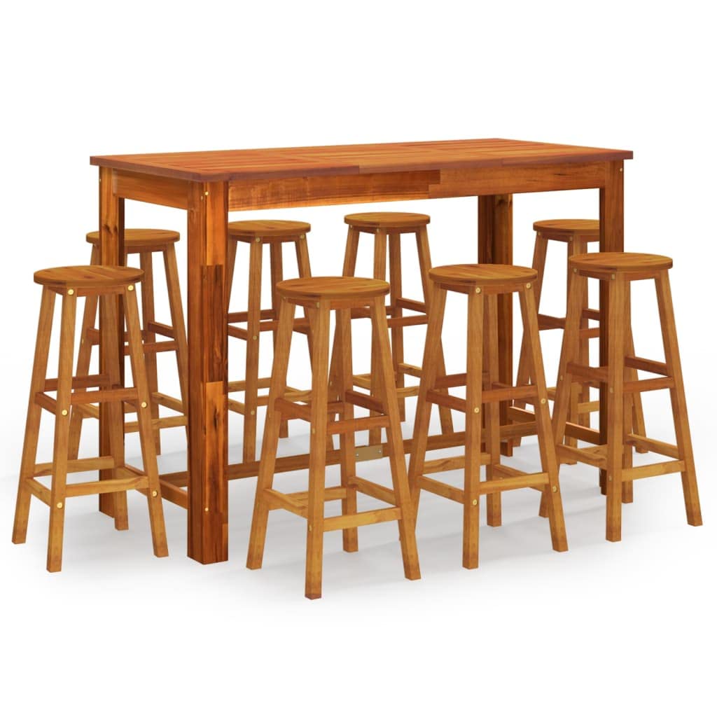 Ensemble de bar de jardin 9 pcs Bois d acacia solide