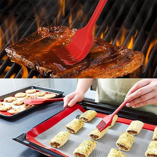 Image of Baskety Food Grade Silicone Rubber Spatula Set Non-Stick Kitchen Utensils for Baking, Cooking & Mixing (Red)