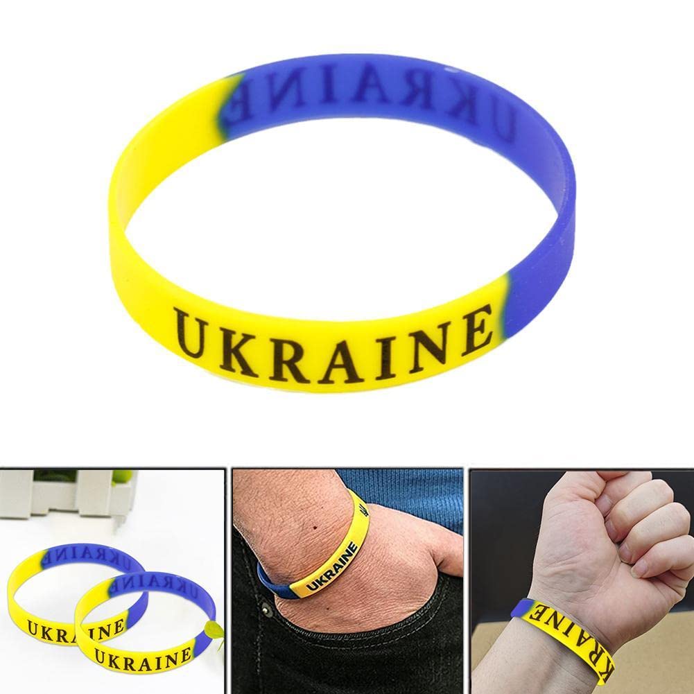 Ucraina Bandiera Bracciale Ucraina Ucraina Braccialetto di gomma Ucraina Supporto Ucraina I Stand con bandiera ucraina Braccialetti in silicone Braccialetto di gomma Regali ucraini Fan Souvenir Unisex