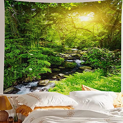 Llamazing Forest Tapestry Home Decor Landscape Tapestry Living Room Bedroom Decoration Tapestry Magic Tapestry Curtain (Forest Creek, 78''L×60''W) #TOP4